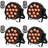 DELIBANG 4PCS Wiederaufladbar RGBW LED Par Scheinwerfer, 12 LED Strahler Akku mit Fernbedienung...