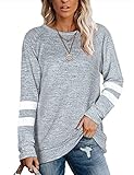 MOLERANI Weiche Sweatshirts für Damen Tunika Pullover Pullover Langarmshirts Grau Weiß S