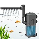 IREENUO Aquarium Filter, Einstellbarer 600 L/H interne Aquarium Filter pumpe mit Sprühstange, 6W...