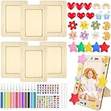 HavaCue 6 Stück Kinder Bilderrahmen Bastelsets,19x14 cm DIY Holzbilderrahmen Sets mit...