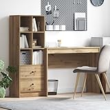 Gecheer Schreibtisch mit Stauraum Artisan Eiche Ingenieurholz, Schreibtisch Computertisch Bürotisch...