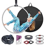 TESLANG Aerial Hoop, Lyra Hoop Set, Edelstahl, 85 cm/90 cm, Einzelpunkt-Reifen, Zirkus für...