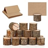 Zikenis 40 Stück Kartenhalter Holz, Tischkartenhalter mit Kraft Papier Karten, Fotohalter,...