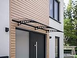 Schulte Vordach Haustür Überdachung 200x90 cm Stahl anthrazit rostfrei Polycarbonat durchgehend...
