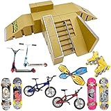 Finger Skateboard Ramp Set, Finger Skatepark Kit 16-teilig, Skate Park Kit inkl. Skateboards,...