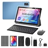 Tablet 10 Zoll mit Tastatur: Android 15 7000mAh Octa-Core 8GB+64GB 1TB TF Tablet PC - WiFi 6 2.4G/5G...