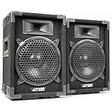 MAX MAX8 - Passives PA Lautsprecher Set, 400 Watt mit 8 Zoll Tieftöner, Partybox mit Griffe,...