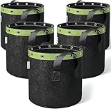 POTLAB 15l Stofftopf,5 Stück 15L Pflanzsack, Vliesstoff Pflanztasche mit Griffe für...