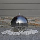 CLGarden Edelstahl Springbrunnen ESB4 poliert Kugelspringbrunnen mit LED Beleuchtung Brunnen für...