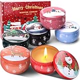 Duftkerze Geschenkset Weihnachten, 6 Pack Weihnachtskerzen Weihnachtsgeschenke Set, Natürliche...