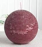 Rustik-Kugelkerze, 10 cm Ø, rubinrot-Bordeaux