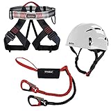 ALPIDEX Kletterhelm Klettergurt + Stubai Klettersteigset Basic 3.0, Farbe:Bright White, Größe:Gurt...