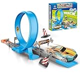 Kinder Rennstrecken Set,Baufahrzeug Spielset mit Rennbahn - Wandfahr-Kit mit 360° Drehung für...