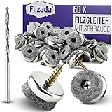 Filzada® 50x Filzgleiter Schrauben - Ø 22 mm - Profi Stuhlgleiter/Stuhlbeinschoner Filz mit...