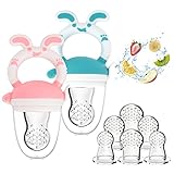 2 Stück Fruchtsauger für Baby, Baby Food Feeder Fruchtsauger Baby Schnuller Beißring Weiches...