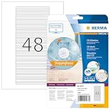 HERMA 5078 CD DVD Etiketten für Jewel Case Hüllen Rücken, 25 Blatt, 114,3 x 5,5 mm, 48 pro A4...