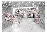 Forwall - Vlies Fototapete Blumen Magischer Tunnel Holz Moderne 368x254 cm - Fototapeten - Tapeten -...