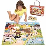 BONNYCO XXL Puzzle Kinder Bauernhoftiere mit 48 Große Teile. Bodenpuzzle XXL 92 x 62 cm als...