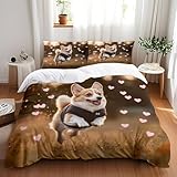 Bettbezug 260X240Cm EIN Corgi Bettbezüge-Sets 3 Teilig Mikrofaser Bettbezug Mit Reißverschluss Und...
