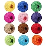 12 Stück Natürliche Schnur, Bunte Jutefaserschnur, Natürliche Juteseil Kordel Set, Bastelschnur,...