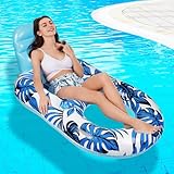 Schwimmsessel für Pool Erwachsene, 2 In 1 Aufblasbarer Sessel für Pool mit Rückenlehne, Wasser...