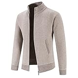 Strickjacke für Herren, grob gestrickt, mit geradem Kragen, Slim Fit, lässig, einfarbig, bequem,...