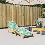 Homgoday Sonnenliegen-Auflage Blätterdesign 186x58x3 cm Oxford-Gewebe Liegenauflage Gartenliege...