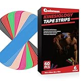 Adamson Kinesiologie Tape Strips – 60 Vorgeschnittene Multicolor 5 cm x 25 cm – Elastisch,...