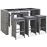 vidaXL Gartenbar Set 7-TLG. mit Auflagen Theke Bar Tresen Gartentheke Bartisch Stehtisch Barhocker...