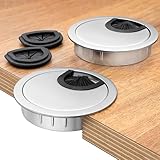 Bruce.® 2X Kabeldurchführung Ø60mm Metall für Schreibtisch & Möbel – Endlich Ordnung im Büro...
