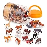 Terra 60-teilig Tierfiguren Sammlung Wildtiere Spielzeug Set – Löwe, Tiger, Zebra, Nilpferd,...