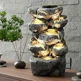 Springbrunnen Victoria mit LED Beleuchtung Zimmerbrunnen IN und Outdoor Gartenbrunnen Wasserspiel...