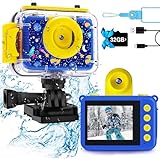 GKTZ Kinderkamera wasserdichte,Unterwasserkamera - Fotoapparat für Kinder mit 32GB SD, 1080P...