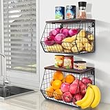 Mefirt Obstkorb Hängend 2 Etagere Obstkorb, Obstschale Hängekorb Küche, 2 Stück Küchenorganizer...