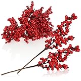 com-four® 25x Streudeko, dekorative Zweige mit Beeren, Dekozweige zum Streuen als Bastelbedarf,...
