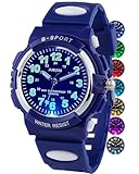 Juboos Neue 7-Farbige Kinderuhren, Kinderuhr Jungen Mädchen Analog Quartz Uhr mit Armbanduhr...