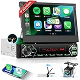 Podofo DAB+ 1 DIN Bluetooth-Autoradio mit CarPlay & Android Auto Wireless, mit motorisiertem...