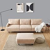 Modular 3-Sitzer Sofa Couch, Leinen Stoff/Textil, 266 x 79 x 84 cm, Bigsofa L Form mit Chaiselongue...