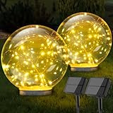 Bowfar Solarlampen für Außen Kugel, Solarkugeln für Außen Winterfest 2 Stück Solar...