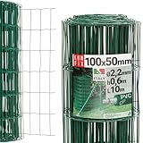 Gartenzaun Maschendraht 60 cm Höhe, Drahtzaun 2,2 mm Stärke, Drahtgitter Maschenweite 100 x 50 mm,...