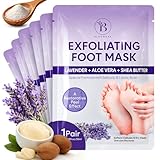 Fußmaske (6 Paar), Foot Peeling Mask & Fussmaske mit Lavendel & Sheabutter, Exfolierende Hornhaut...