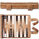 Reise Backgammon,Back Gammon Spiel aus massivem Holz - Klassisches Brettspiel für Familien,Reisen...