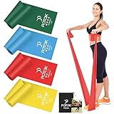 4er-Set Fitnessbänder mit 4 Widerstandsstufen, Resistance Bands Gymnastikband mit Tragetasche Ideal...