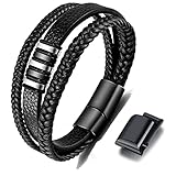 Geschenk für Männer - Herren Armband - Lerderarmband - Leder Armreif schwarz - geflochten...