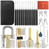 IPSXP Lockpicking Set, 32 Stück Dietrich Set mit 4 Transparentem Trainingsschlössern und Handbuch...