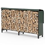 VOUNOT Kaminholzregal Aussen Metall, Brennholzregal Außen, Feuerholzregal Outdoor mit wasserdichte...