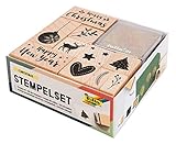 folia 31108 - Holzstempelset Christmas, inklusive 10 Holzstempel und 2 Stempelkissen - ideal zum...