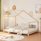 [en.casa] Kinderbett Siuntio Kleindkindbett in Haus-Optik Bodenbett Montessori Bett Hausbett...