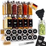 Deco haus® Gewürzgläser eckig luftdicht 24er Set [inkl. Etiketten & Streueinsatz] - Gewürzdosen...