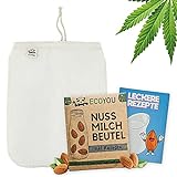 EcoYou Nussmilchbeutel Bio waschbar aus Hanf Veganer Nussmilch Beutel inkl. leckeren Rezepten...